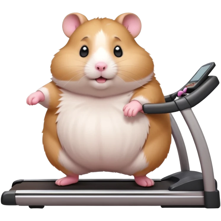 fat hamster big belly trying to run on treadmill  emoji