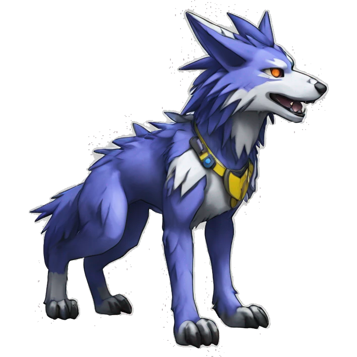  Cool Edgy Digimon-Fakemon-Garurumon-Loogamon-Dorulumon-Wolf with edgy markings full body emoji