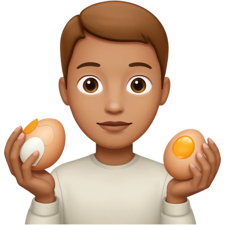 A face holding two eggs emoji