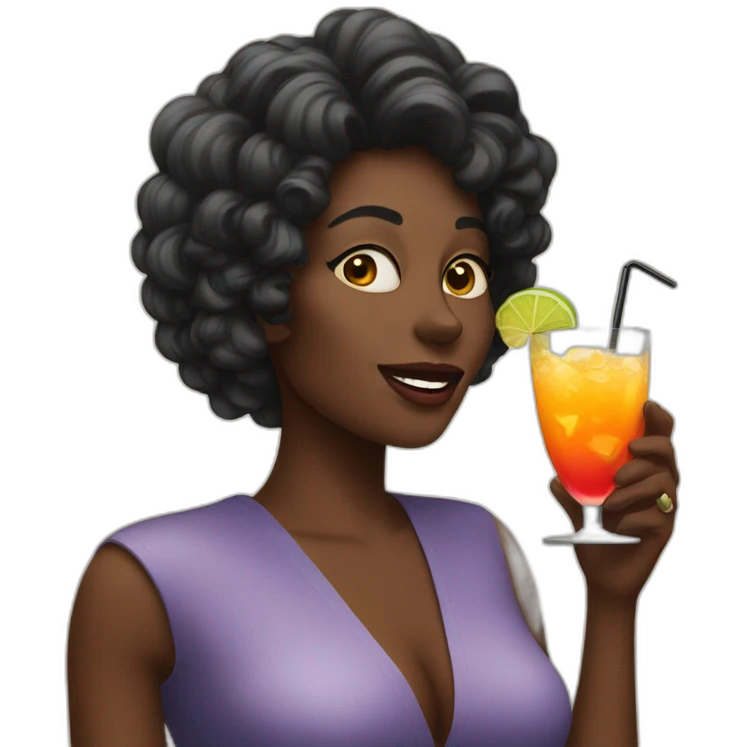 black lady drinking cocktail emoji
