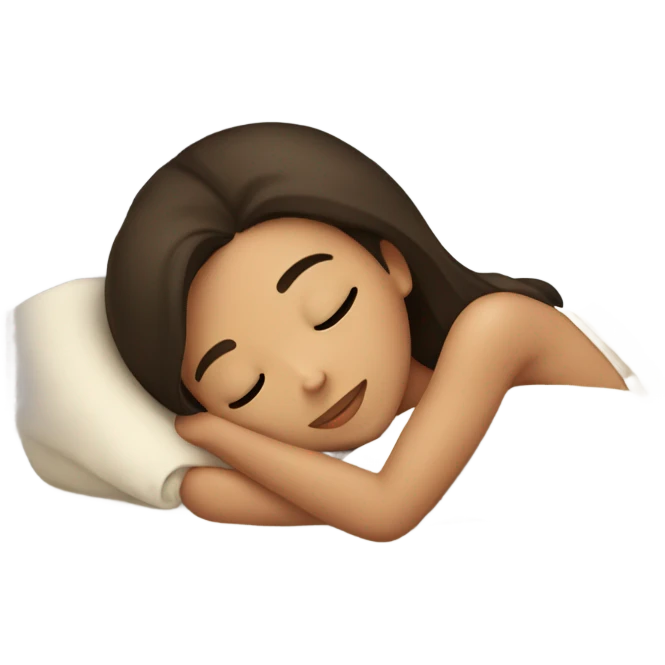 Brunette girl sleeping cozy in a bed emoji