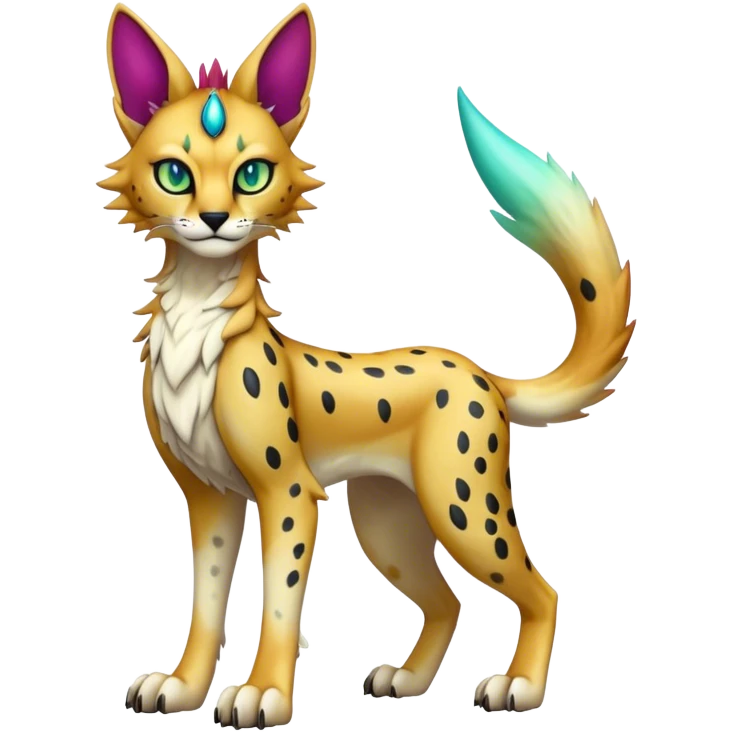 Epic Edgy Colorful ethereal eldritch Sergal-Serval-Fionbri full body emoji