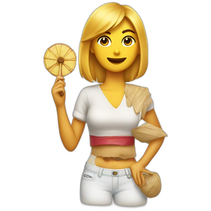 chica con abanico en la mano emoji
