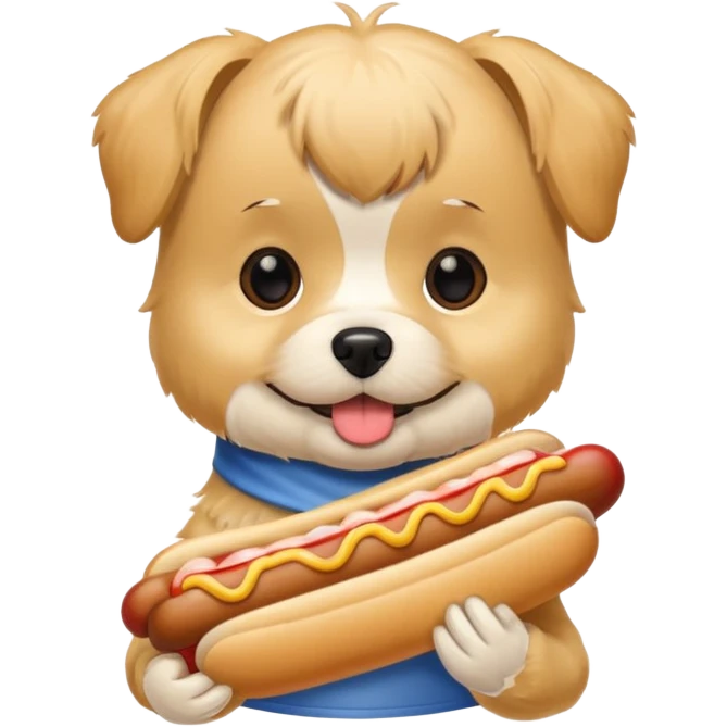 Morkie eating hot dog emoji