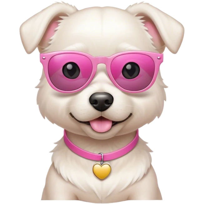 White dog with pink sunglasses emoji