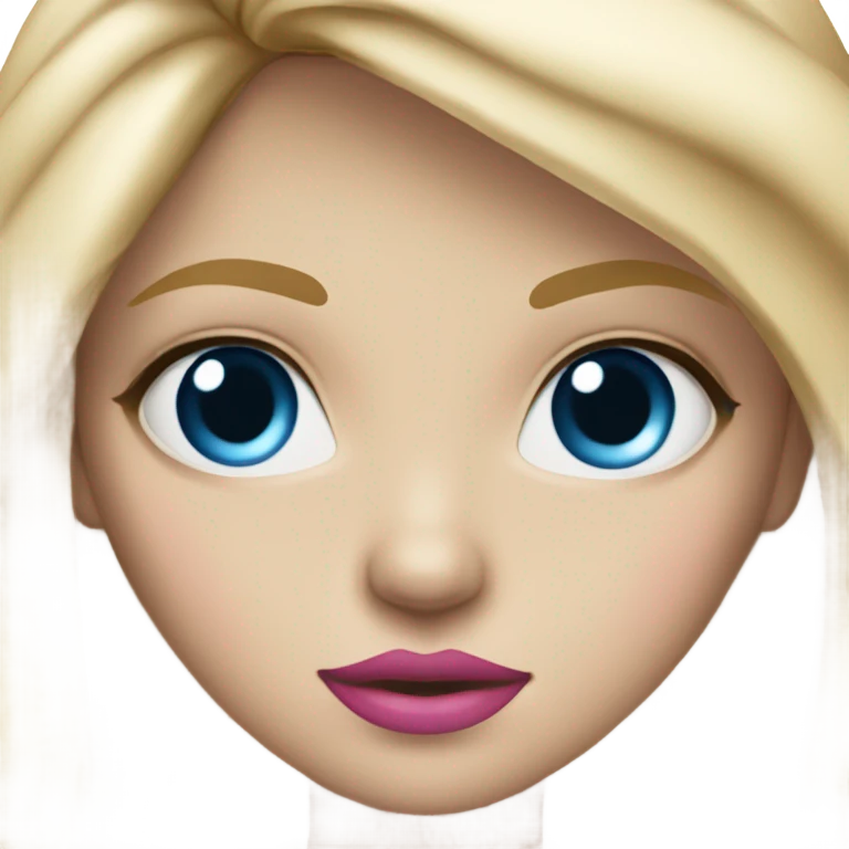 Blonde Long hair girl blue eyes big pink lips small nose beautiful  emoji