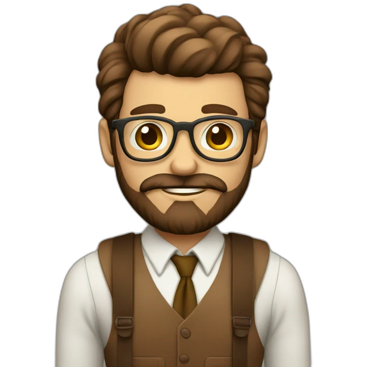 hombre con barba hipster y pelo castaño emoji
