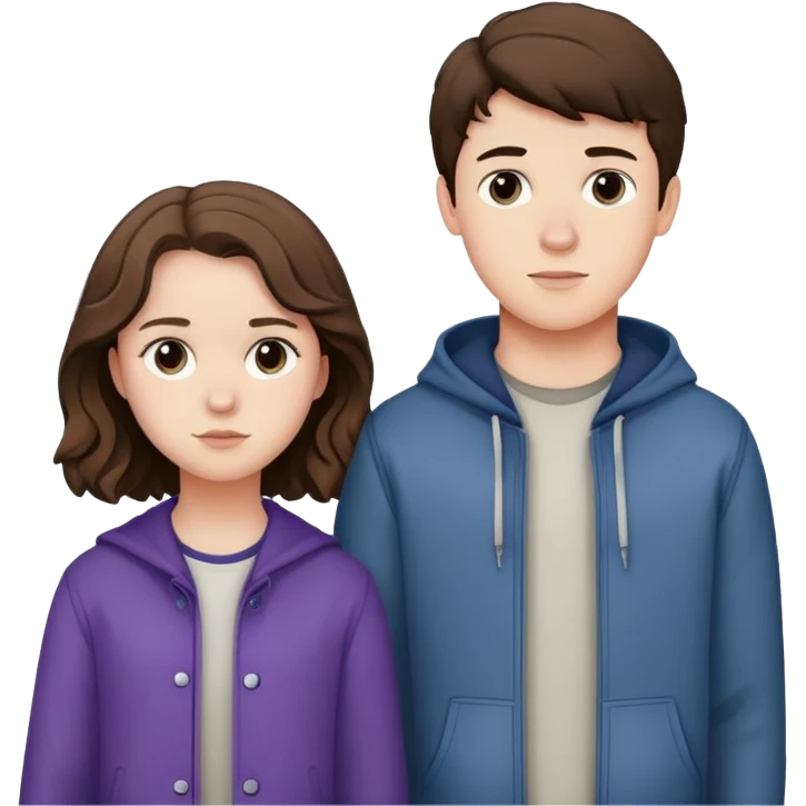 Hannah Baker and Clay Jensen together from 13 Reasons Why, teenage boy and girl standing side by side emoji