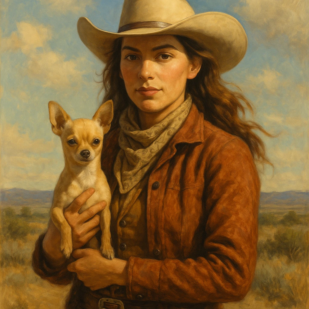 femme cowboy avec son chihuahua, style 2 emoji