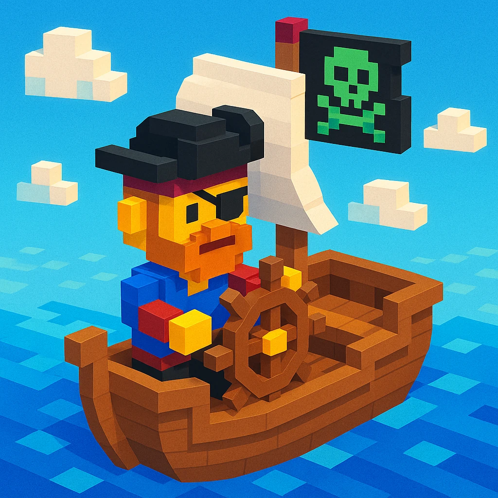 pirate with eyepatch sailing a ship , realistic background emoji