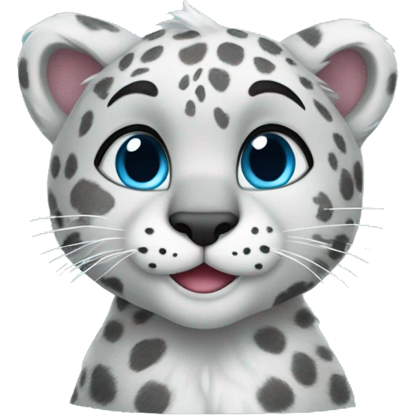 cute snow leopard shows a heart emoji