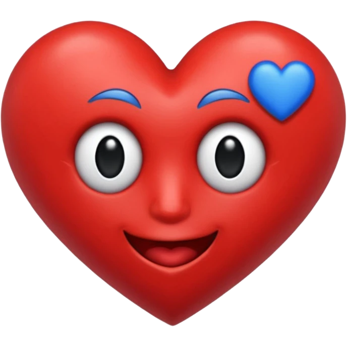 Mustro azul con cabeza con forma de corazón y boca roja emoji