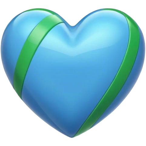 Glossy blue heart with green athletic stripes emoji