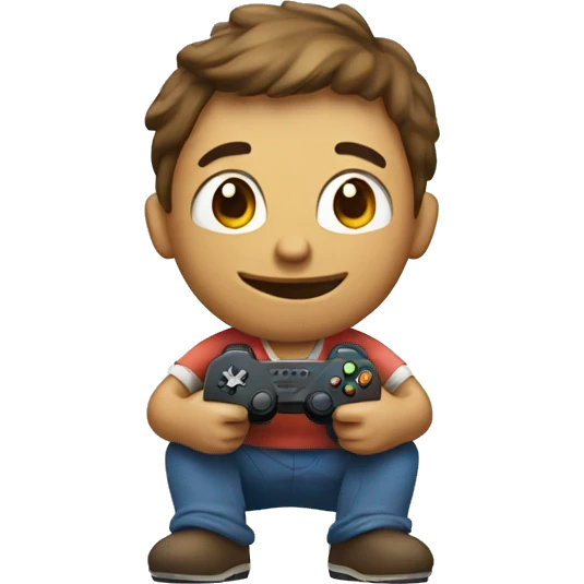 Wobbly life character playing video games emoji