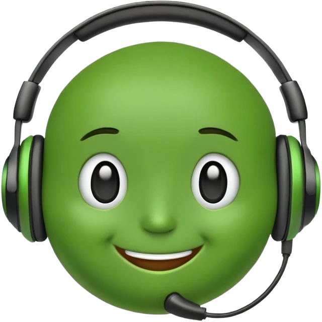 classic green pea emoji with headphones emoji