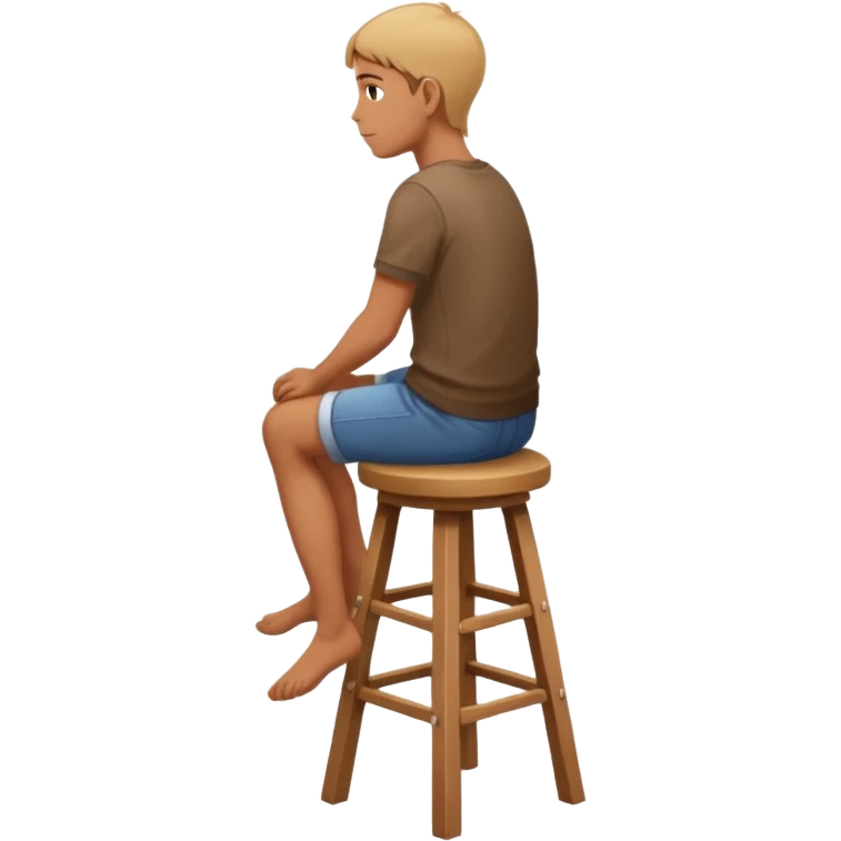 a person sitting on stool with full back head turn

 emoji
