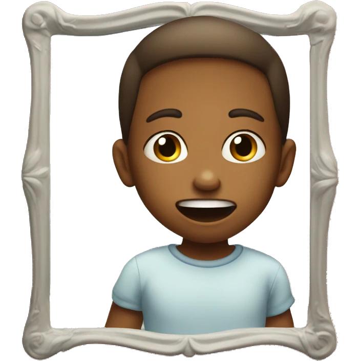 the child shows his tongue in front of the mirror emoji
