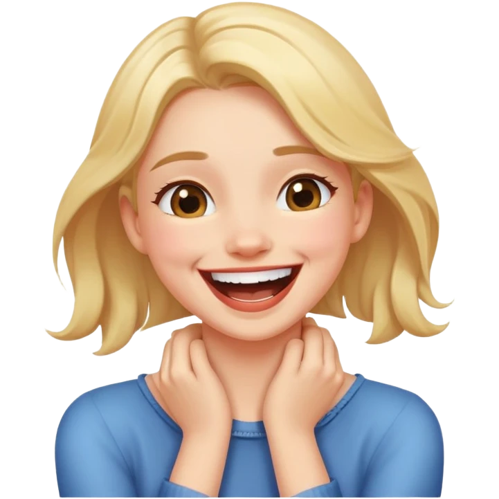 hands crossing neck laughing girl emoji