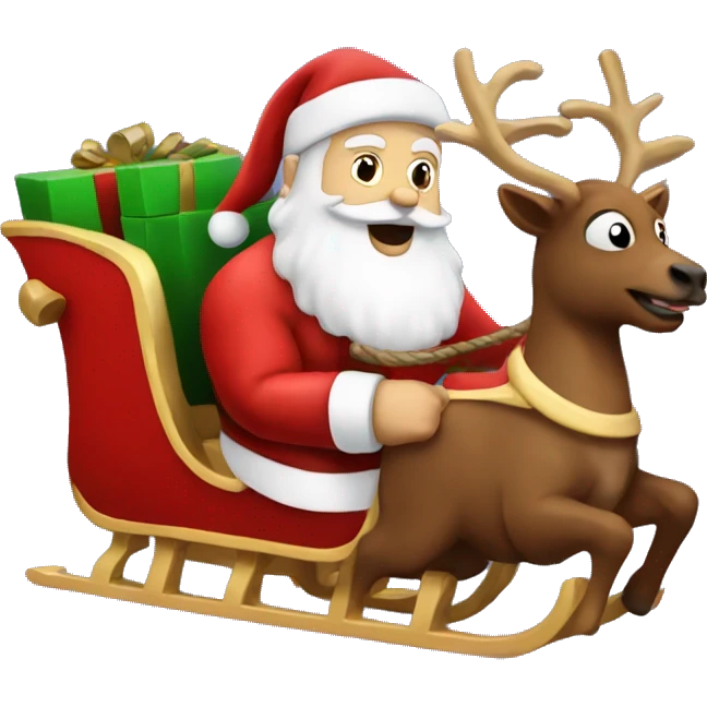 Santa's-sleigh with him in it emoji