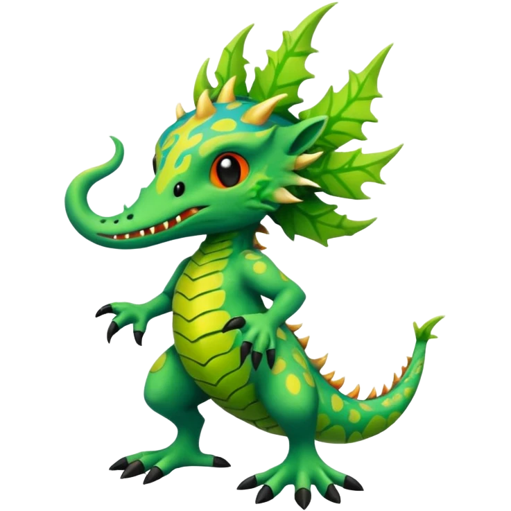 a colorful edgy vernid-fionbri-creature with splash patterns full body emoji
