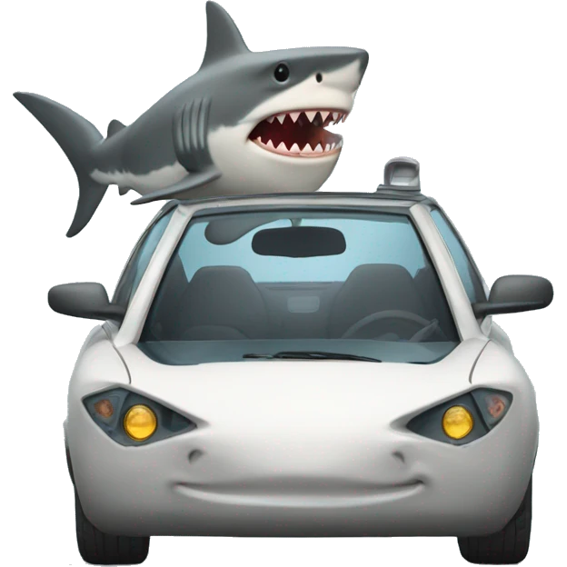shark driving a car emoji