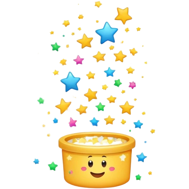 A playful cartoon-style progress bar filling up, with soft, rounded edges and a bubbly animation effect. As it reaches the max level, small stars or confetti pop out, making it feel fun and engaging emoji
