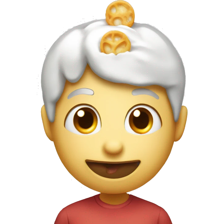 Face with a halo savoring food by having the tongue out emoji