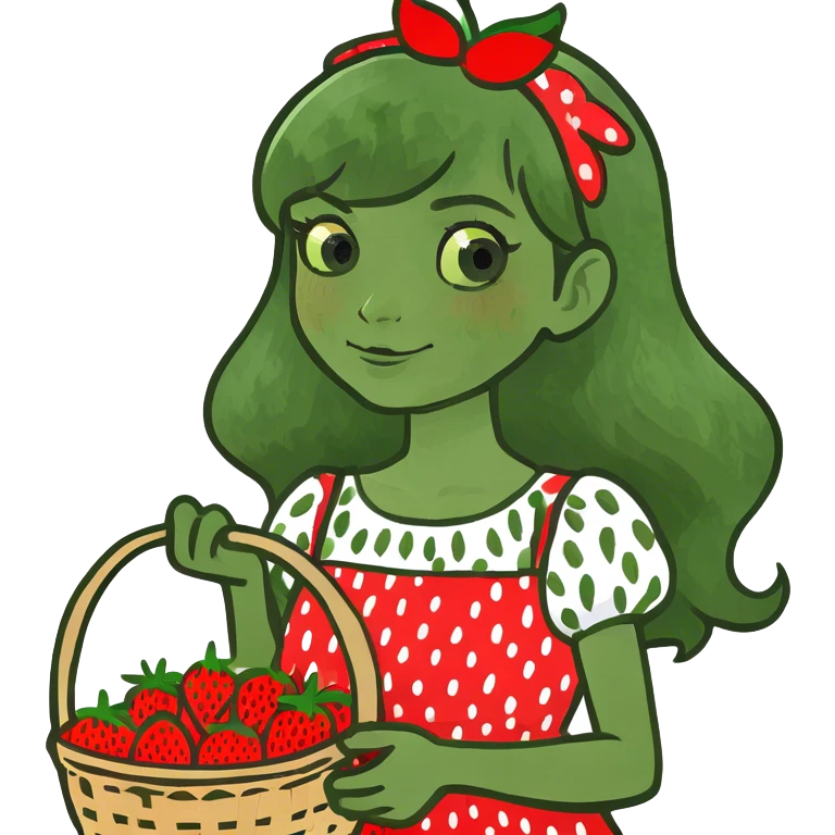 Girl with strawberries  emoji
