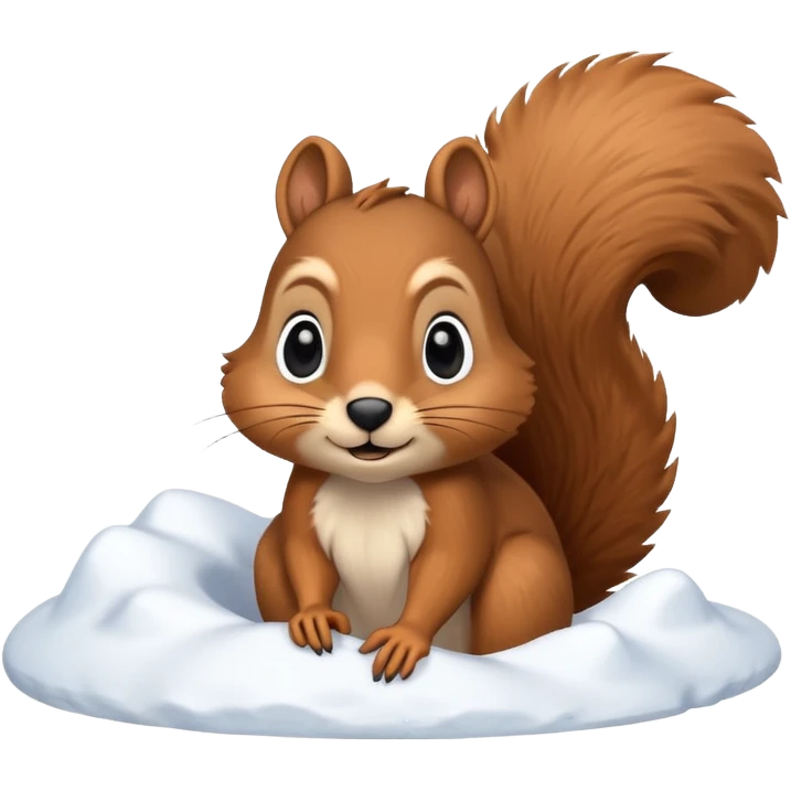 squirrel poking its head out of snow hill emoji