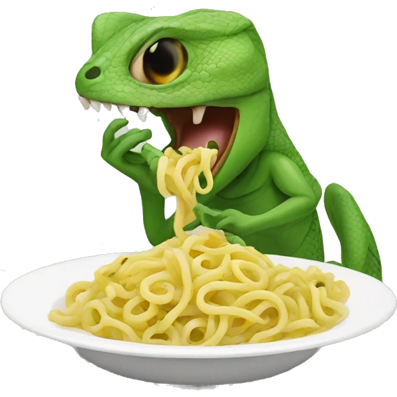 Lizard eating pasta emoji