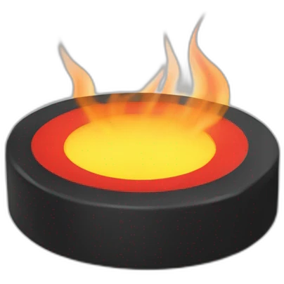 hockey puck with fire around emoji
