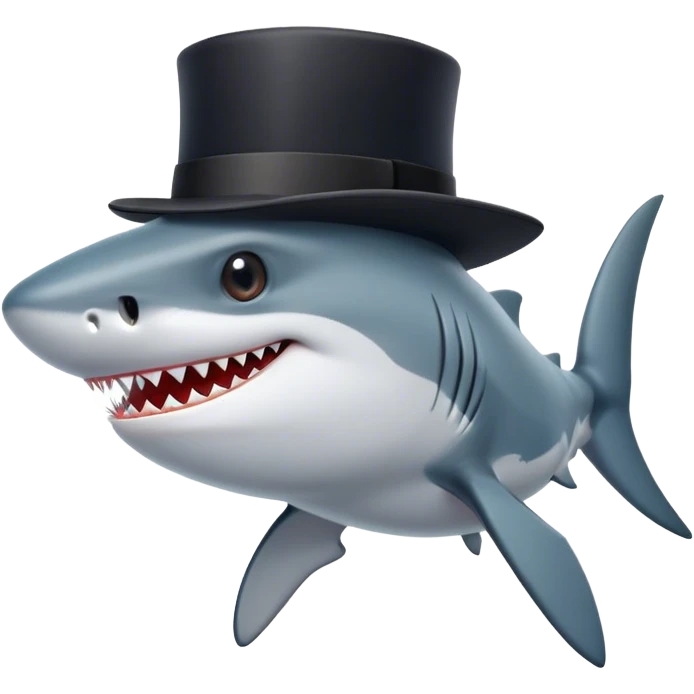 Shark with a top hat emoji