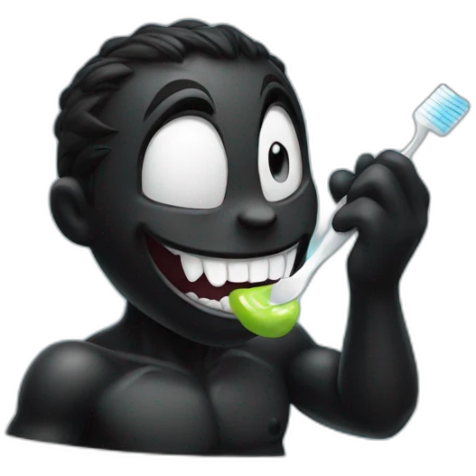 All black Venom brushing his teeth carefully emoji