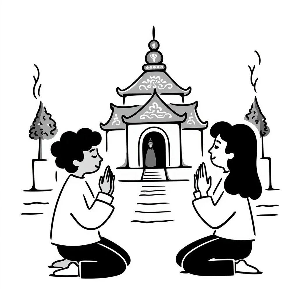 people praying in a Buddhist temple emoji