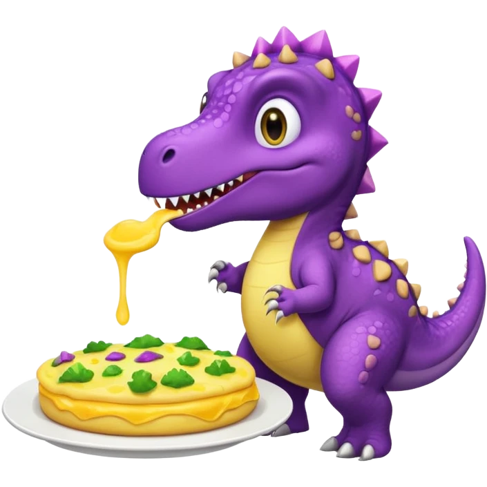 Purple dinosaur eating an omelet  emoji