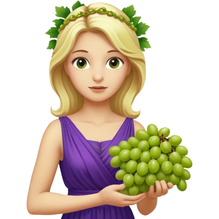 purple dress ancient greek blonde woman  with grape emoji