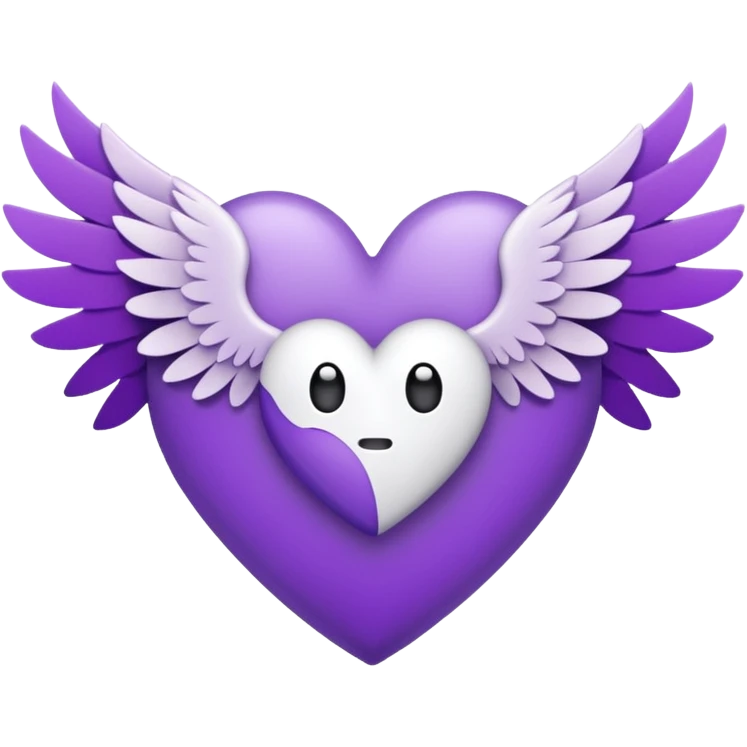 قلب يحزن فيه جناحات لونه بين الابيض وبنفسجي  emoji