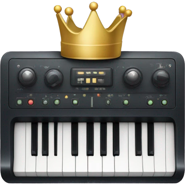 a synth with a crown on the corner emoji