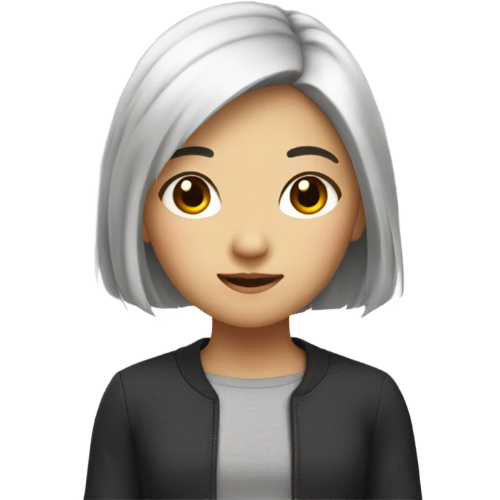 a asian girl with 2b hair emoji