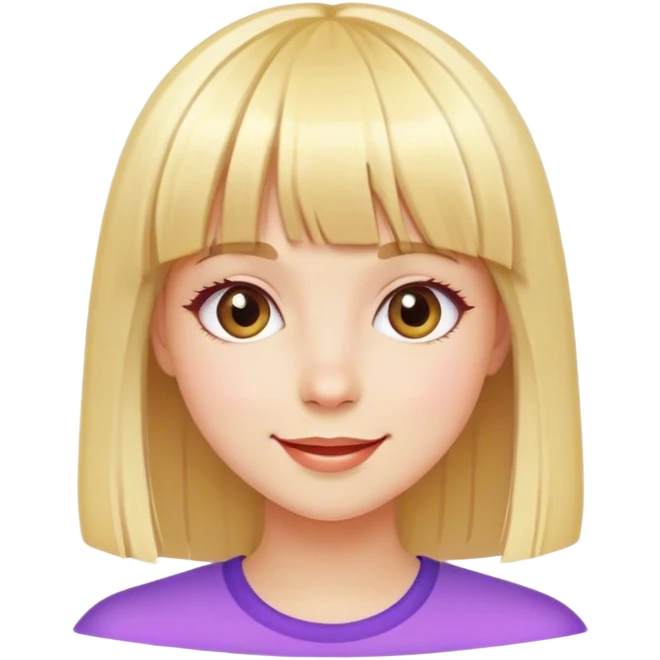 painter girl with straight blonde hair and very cheerful and colorful bangs emoji