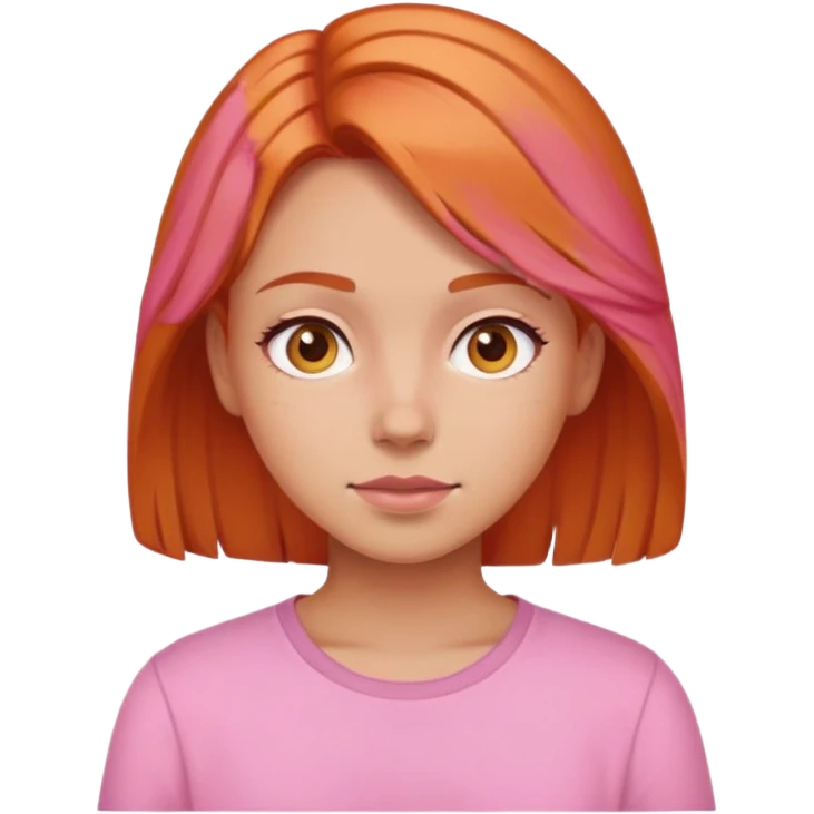 Girl the hair brown and Orange and the shirt pink emoji