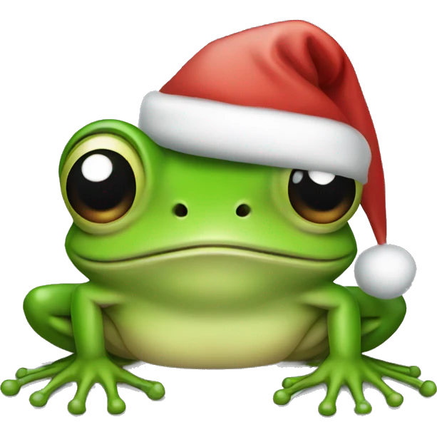 Frog with a Christmas hat emoji