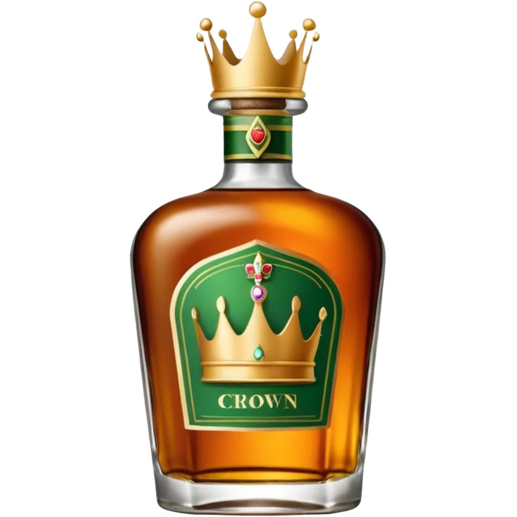 green label Crown Whiskey bottle, detailed emoji