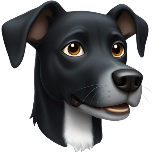 black dog with white stripe down face emoji