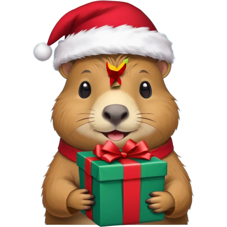 Capybara con gorrito de navidad con un montón de poses para paquete de sticker de WhatsApp que tengan un dialogo emoji