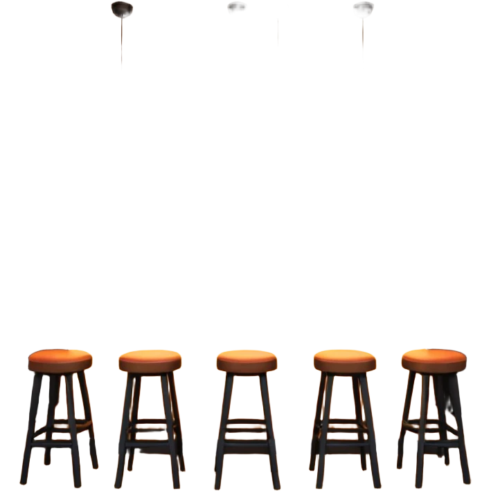 A 3D cartoon bar interior with a counter, glowing shelves of colorful bottles, tall stools, and hanging lights, warm ambient lighting, realistic reflections, Memoji-style. Photo Frame. emoji