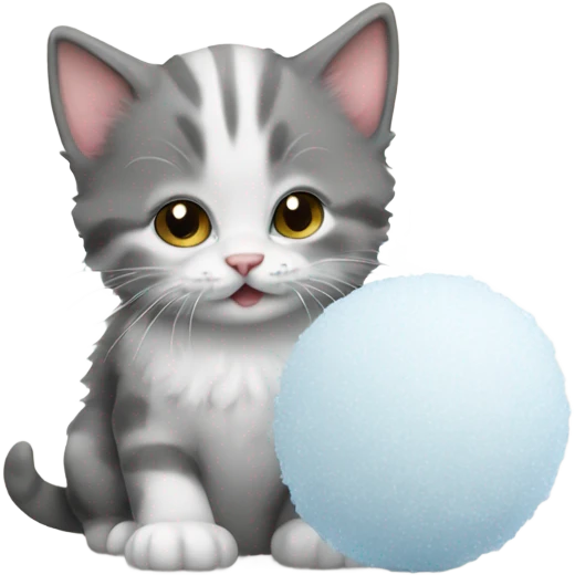 kitten with snowball emoji