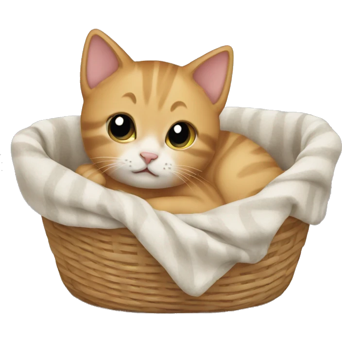 Kitten curled up in a basket emoji