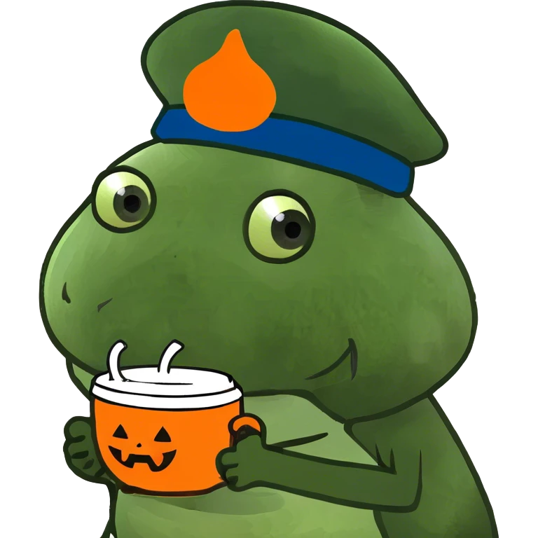 A cute pumpkin holding a cup  emoji