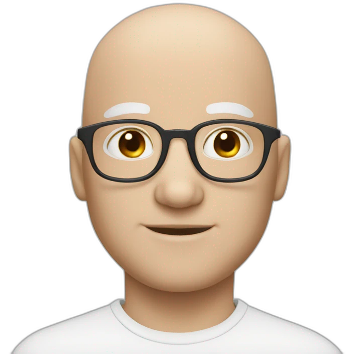 white bald man with glasses and blue eyes emoji